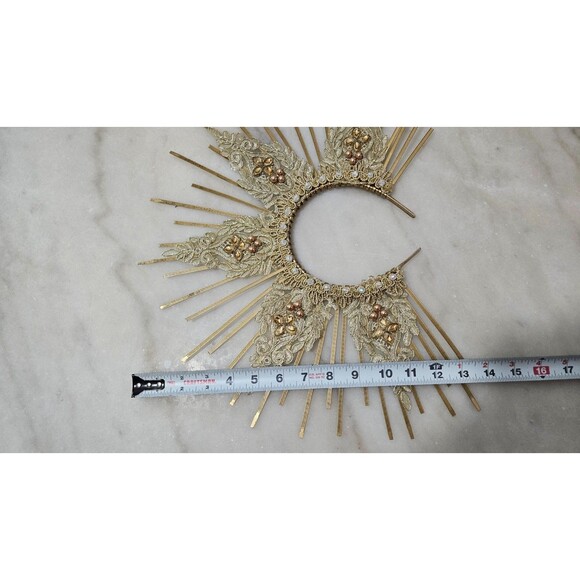 Halo Crown, Sunburst Crown, Embellished Customizable, Gold Halo, Halo Headpiece - Picture 7 of 7